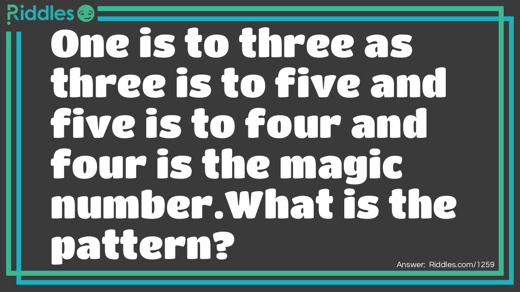 One Is To Three As Three Is To Five Riddle And Answer