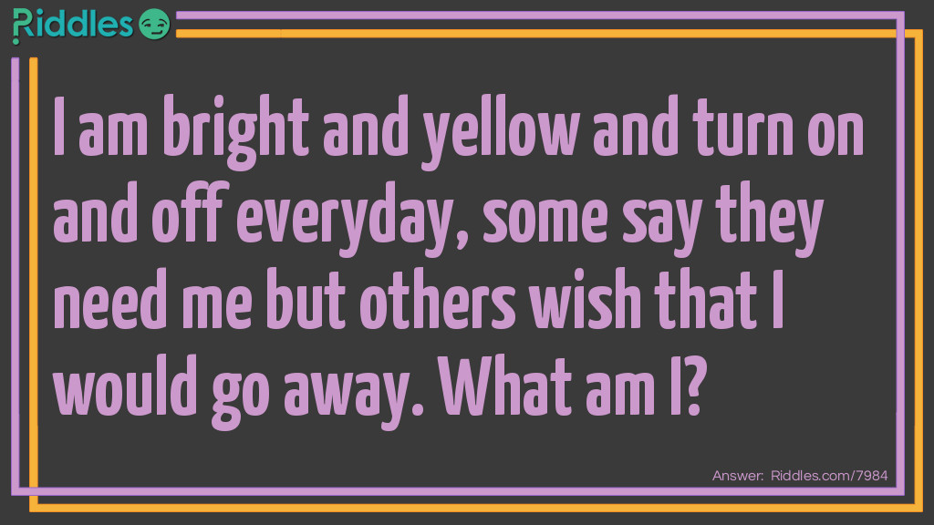 I Am Bright And Yellow And Turn On And Off Everyday... Riddle And Answer
