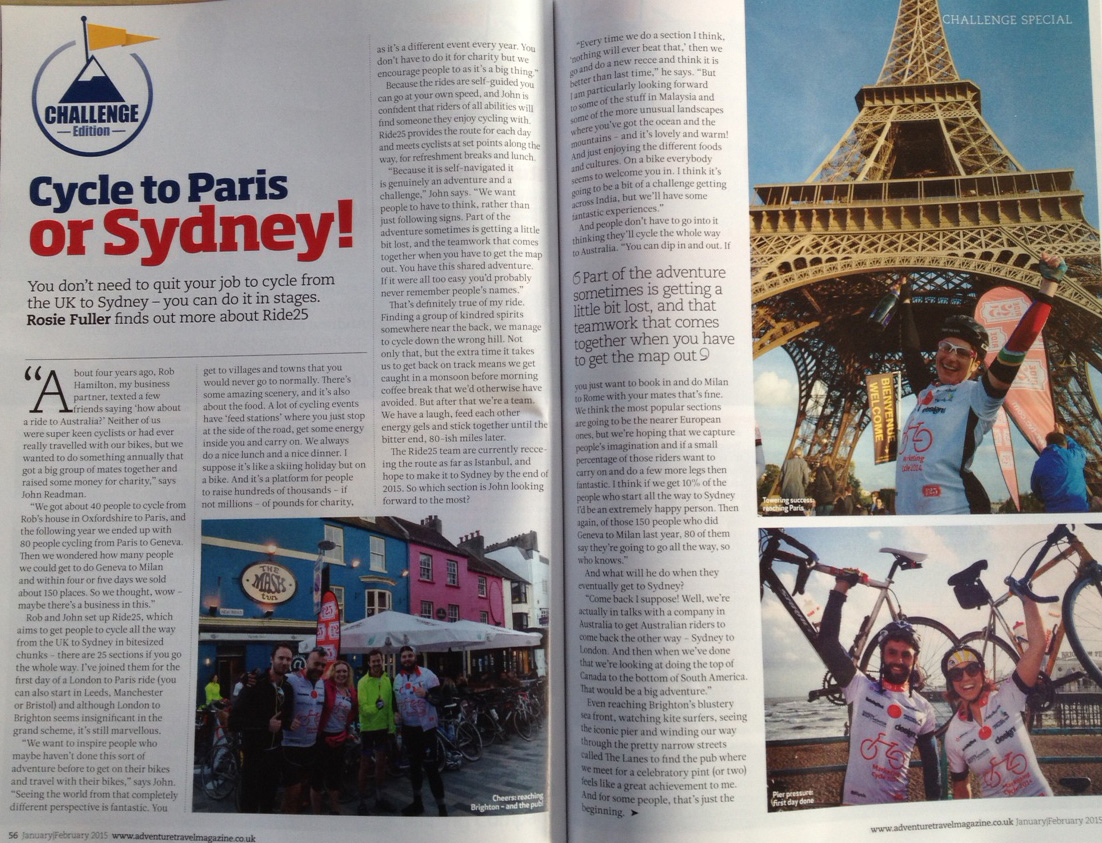Ride25 feature in Adventure Travel Magazine! Ride25