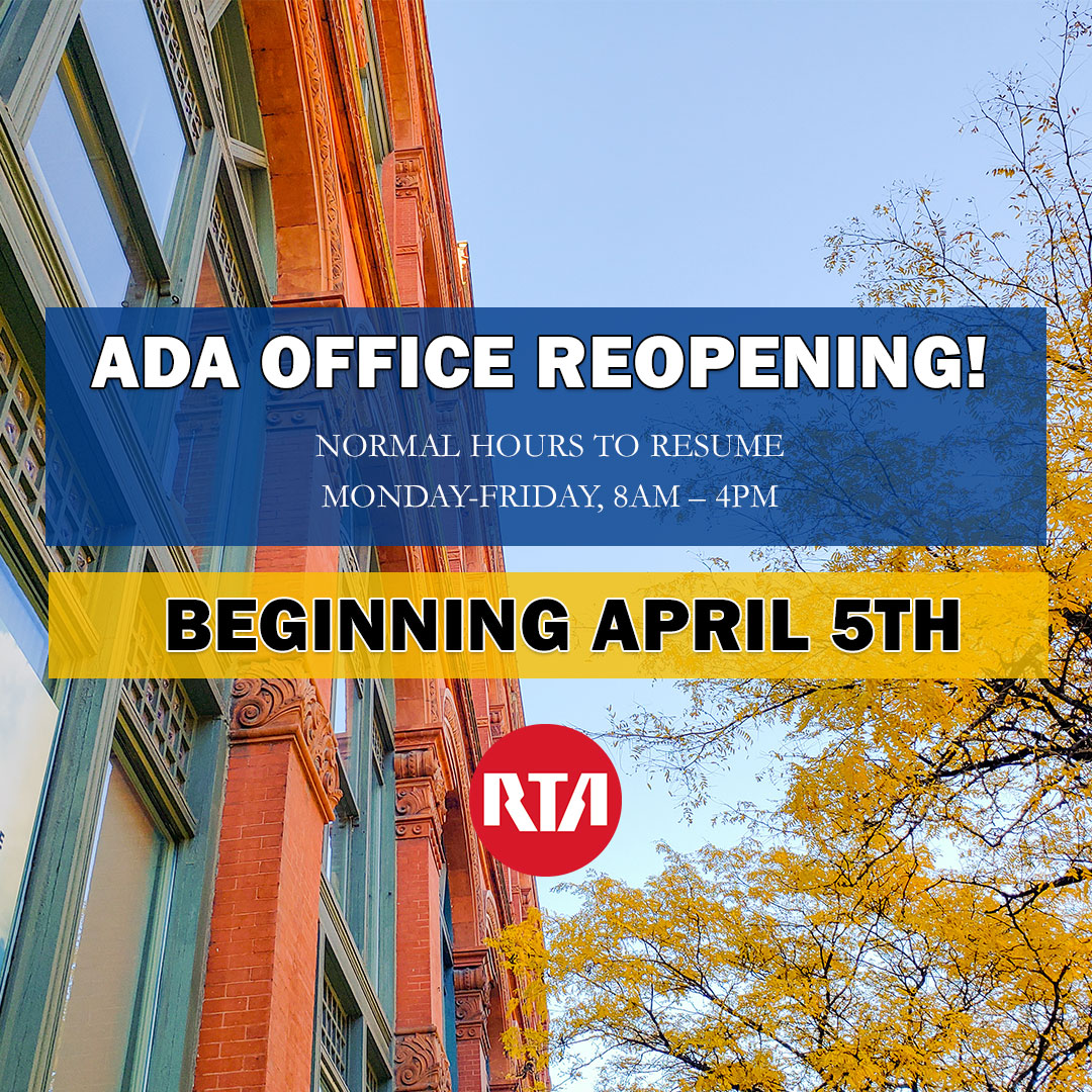 ADA Office Downtown Reopening to the Public April 5th Greater