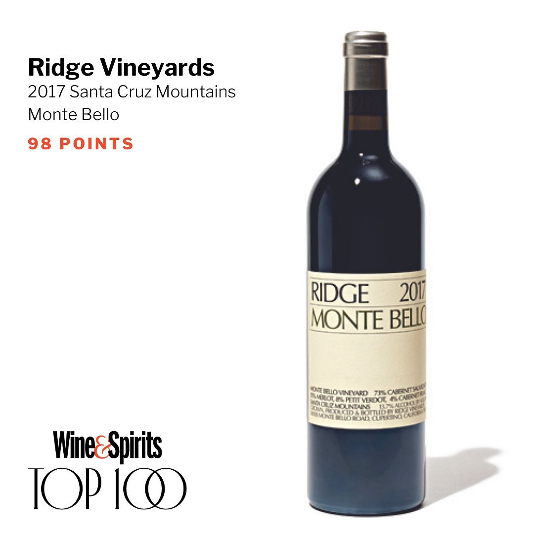 Ridge Earns Two Awards in Wine & Spirits' Top 100 Ridge Vineyards