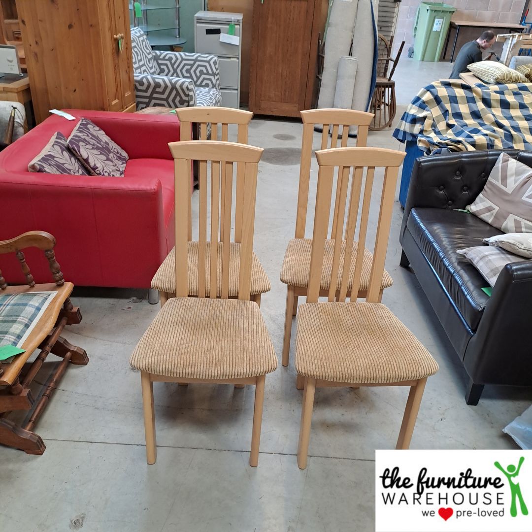 4 x Dining Chairs with Corduroy style fabric seats Right2Work