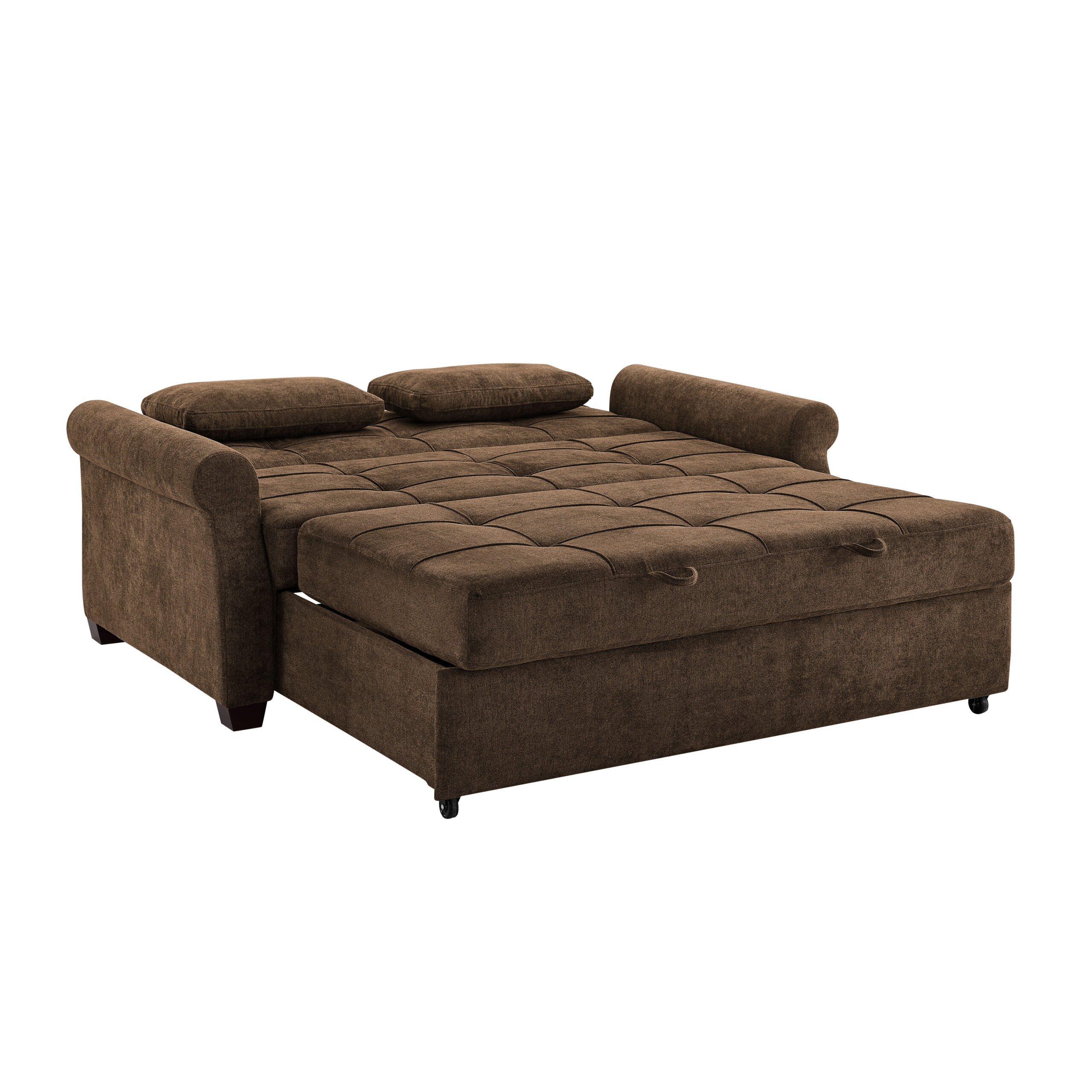 Serta® Hampton Queen Dream Lift Convertible Sofa Brown Right Futons