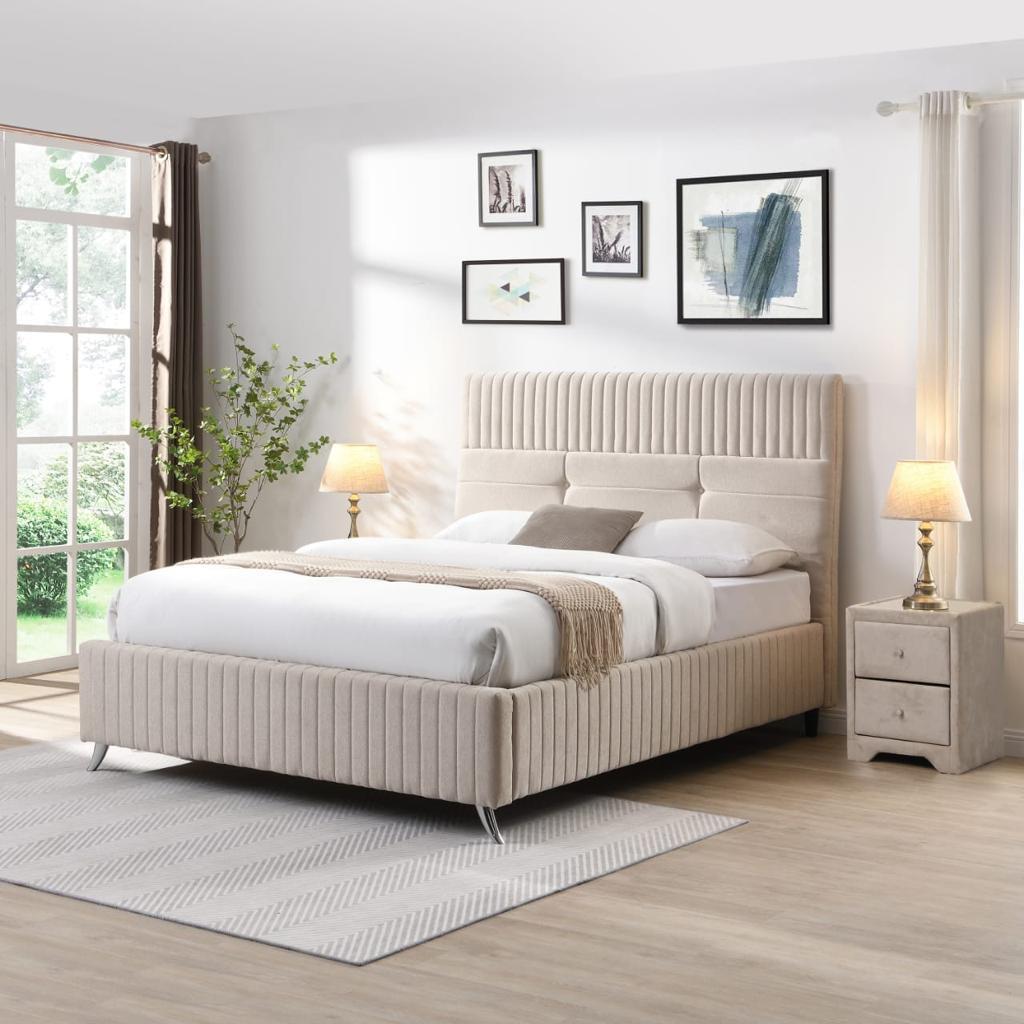 The Cork Fabric Upholstered Bed Right Price Beds & Mattresses