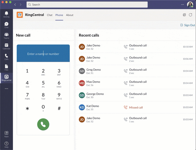 Présentation du dialer RingCentral intégré pour Microsoft Teams