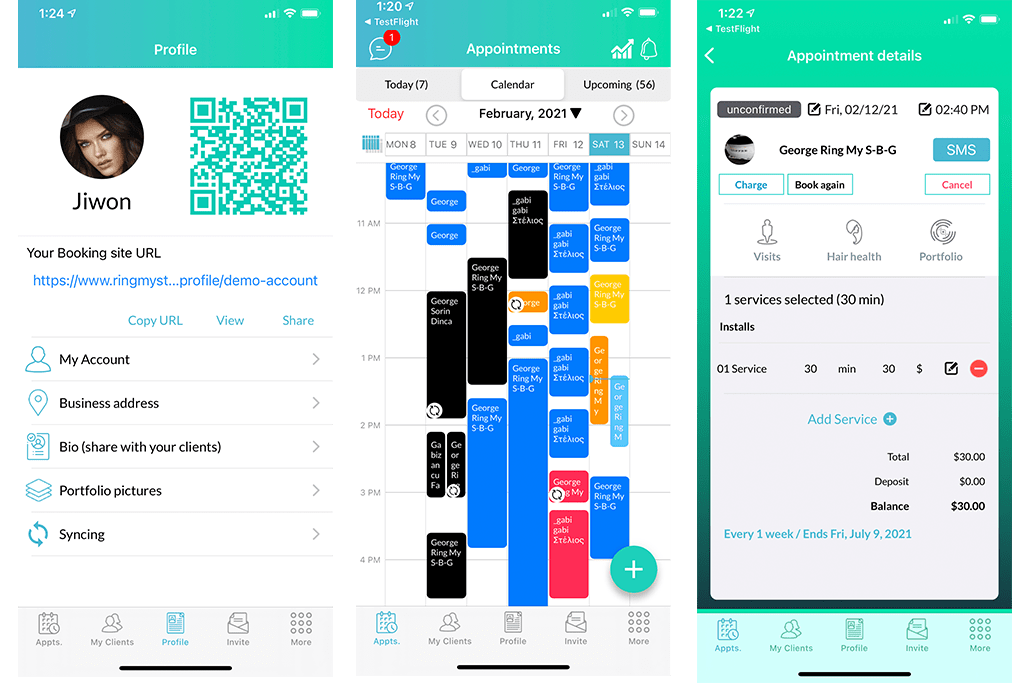 Mobile scheduling software for stylists and their clients