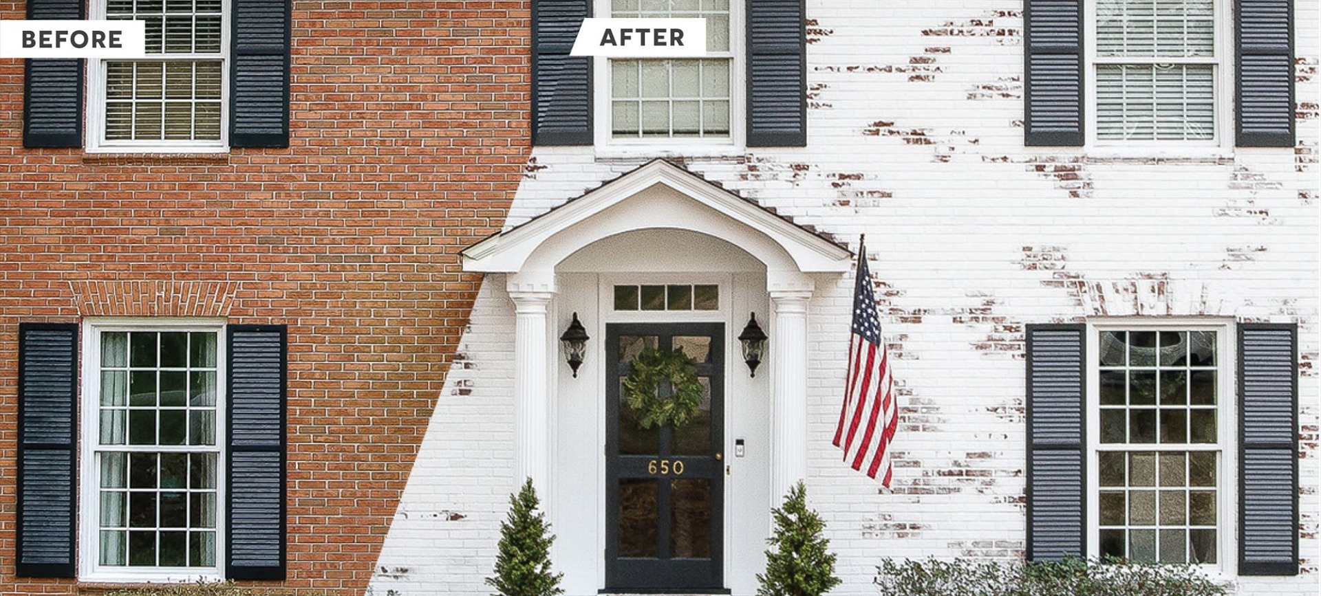 Whitewash Brick House Before After