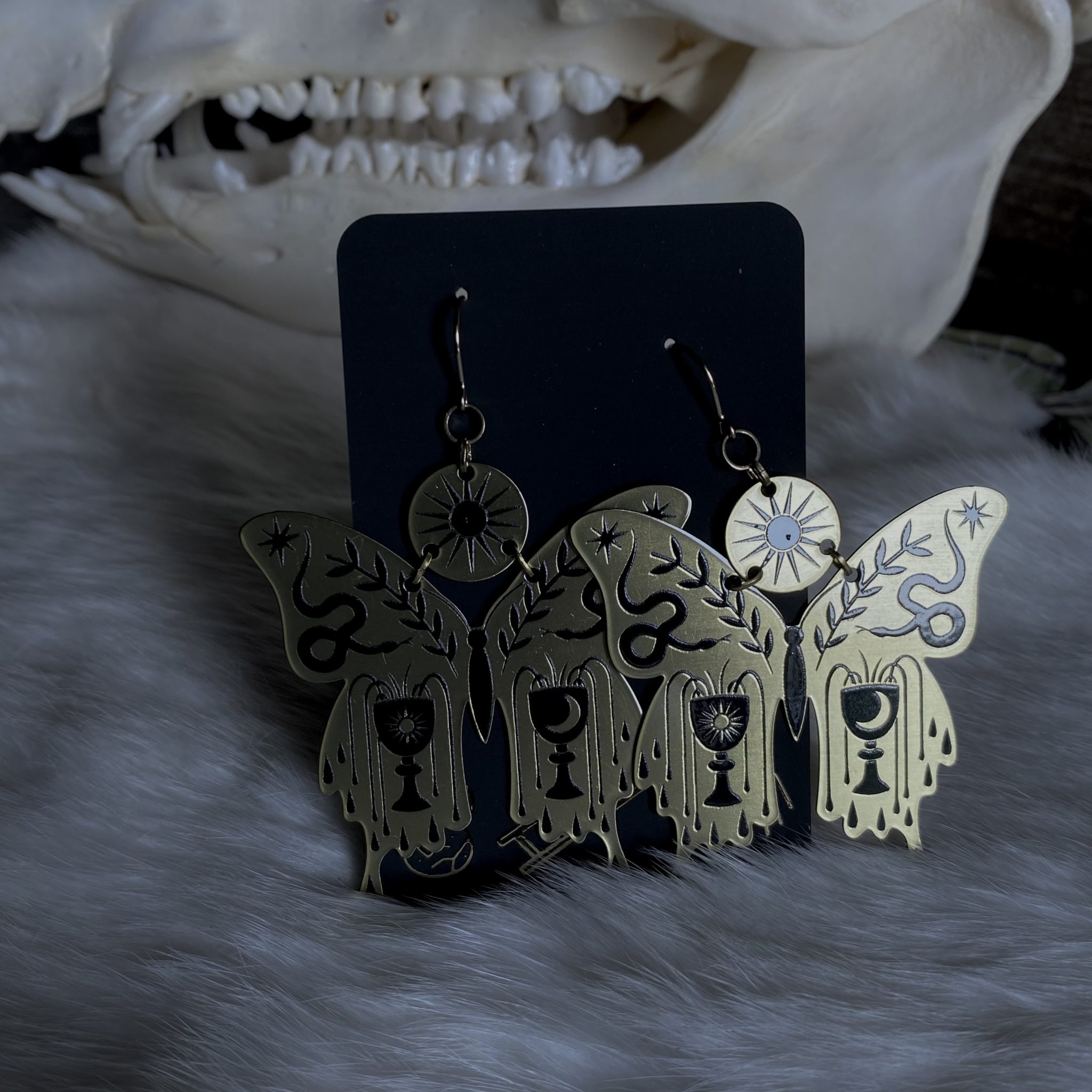 Mariposa Brass Earrings. By While Odin Sleeps. RitualCravt