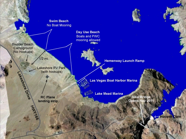 Lake Mead Beaches Map Las Vegas to Boulder Basin