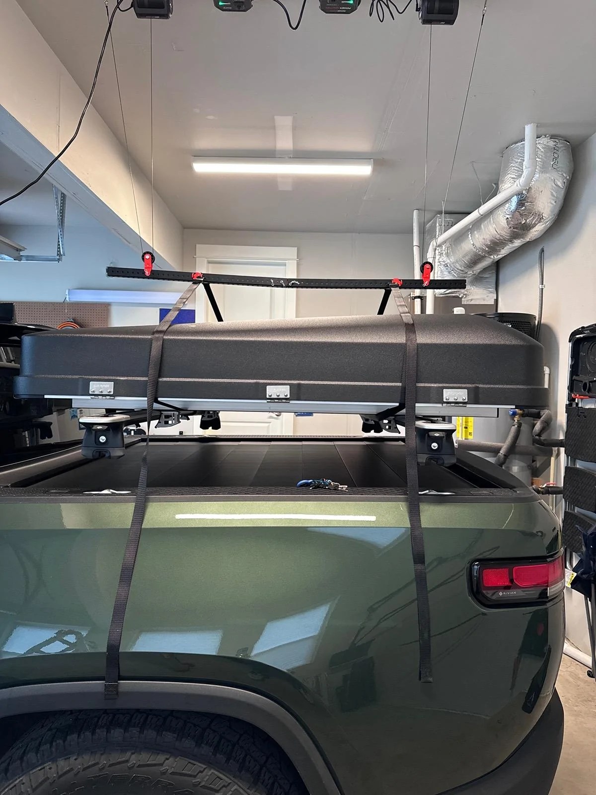 Storing your roof top tent RTT with garage ceiling hoist Rivian Forum