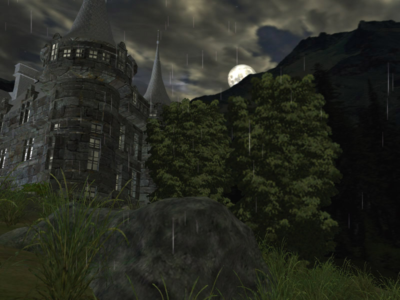Dark Castle 3D Screensaver A gothic castle under the rain