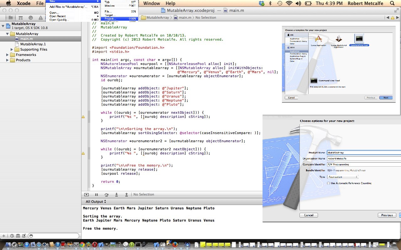 Xcode ObjectiveC Mutable Array Primer Tutorial Robert