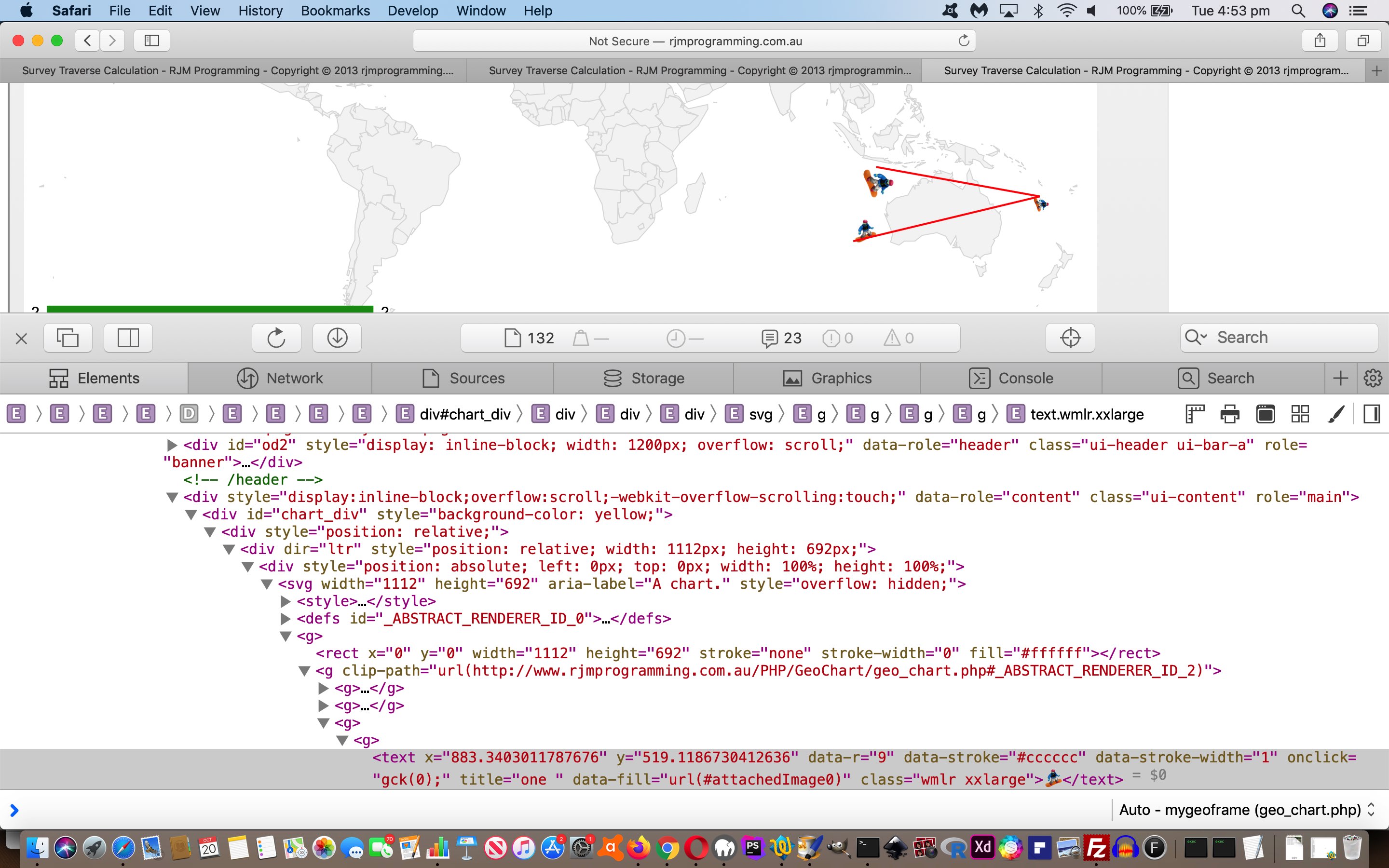 HTML and Javascript and CSS Survey Traverse SVG Class