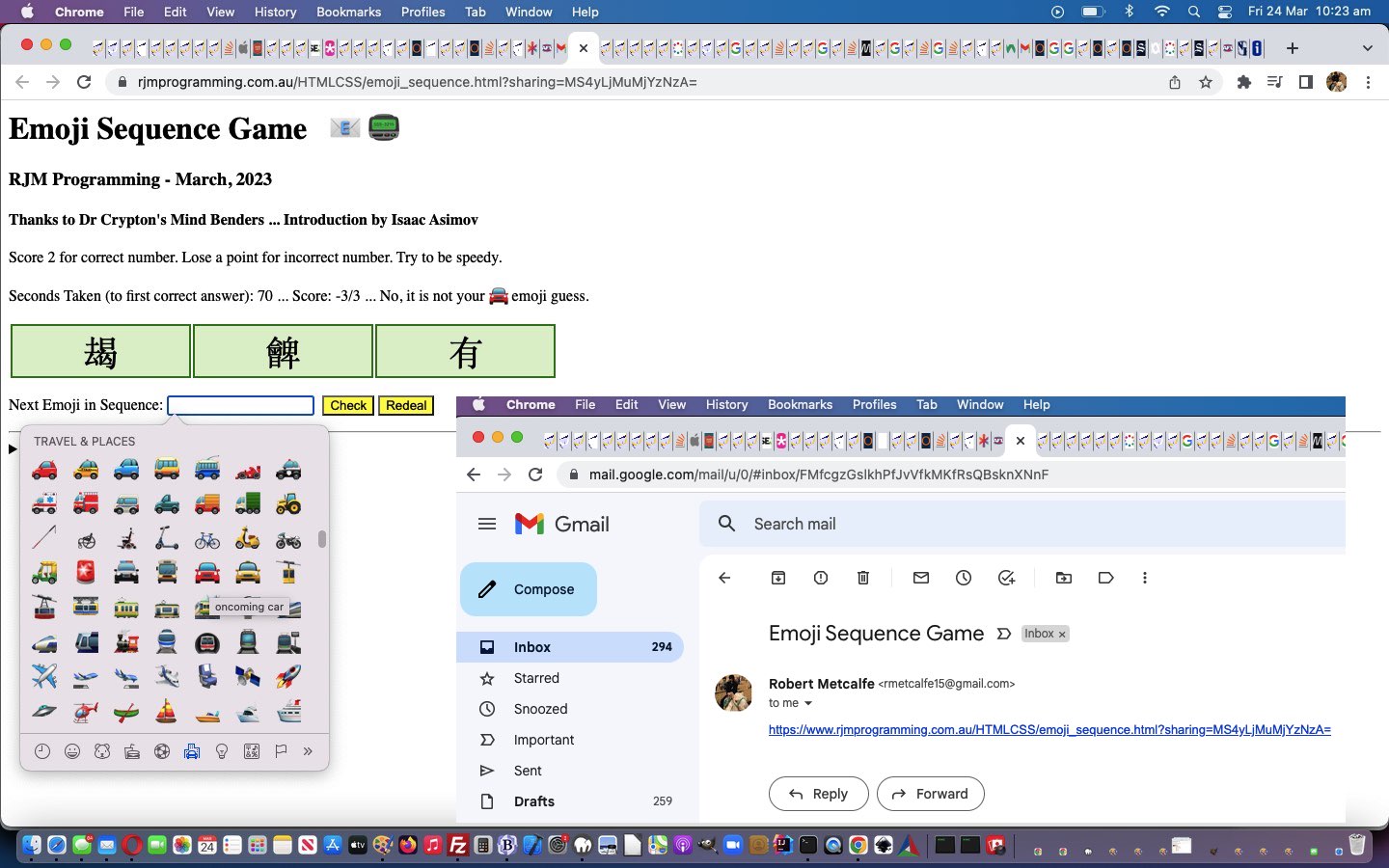 Emoji Sequence Game Primer Tutorial Robert James Metcalfe Blog