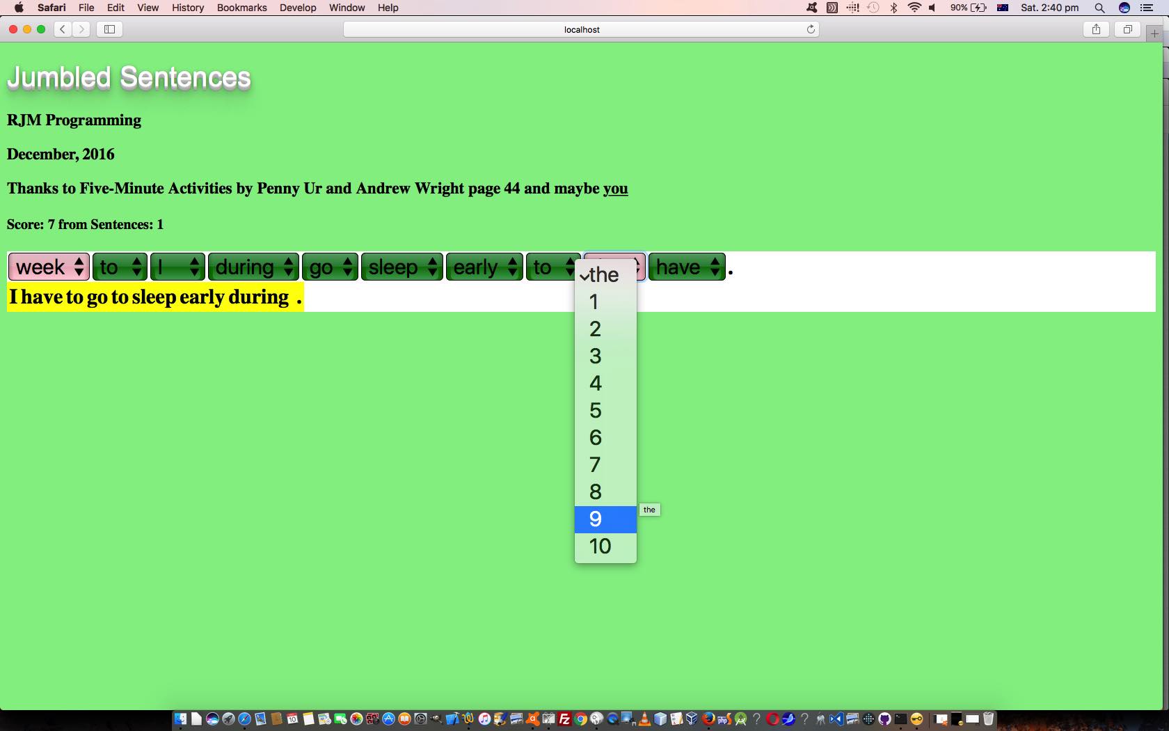HTML/Javascript Jumbled Sentences Game Tutorial Robert James Metcalfe Blog