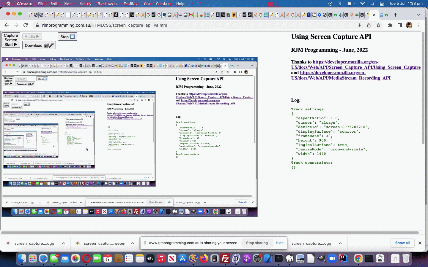 Screen Capture API Download Multitrack Video Tutorial Robert James