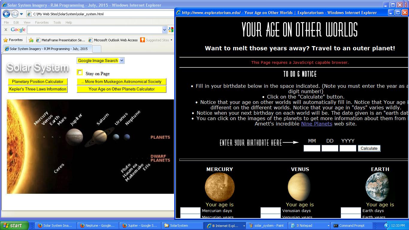 HTML Image Map Solar System More Tutorial Robert James Metcalfe Blog