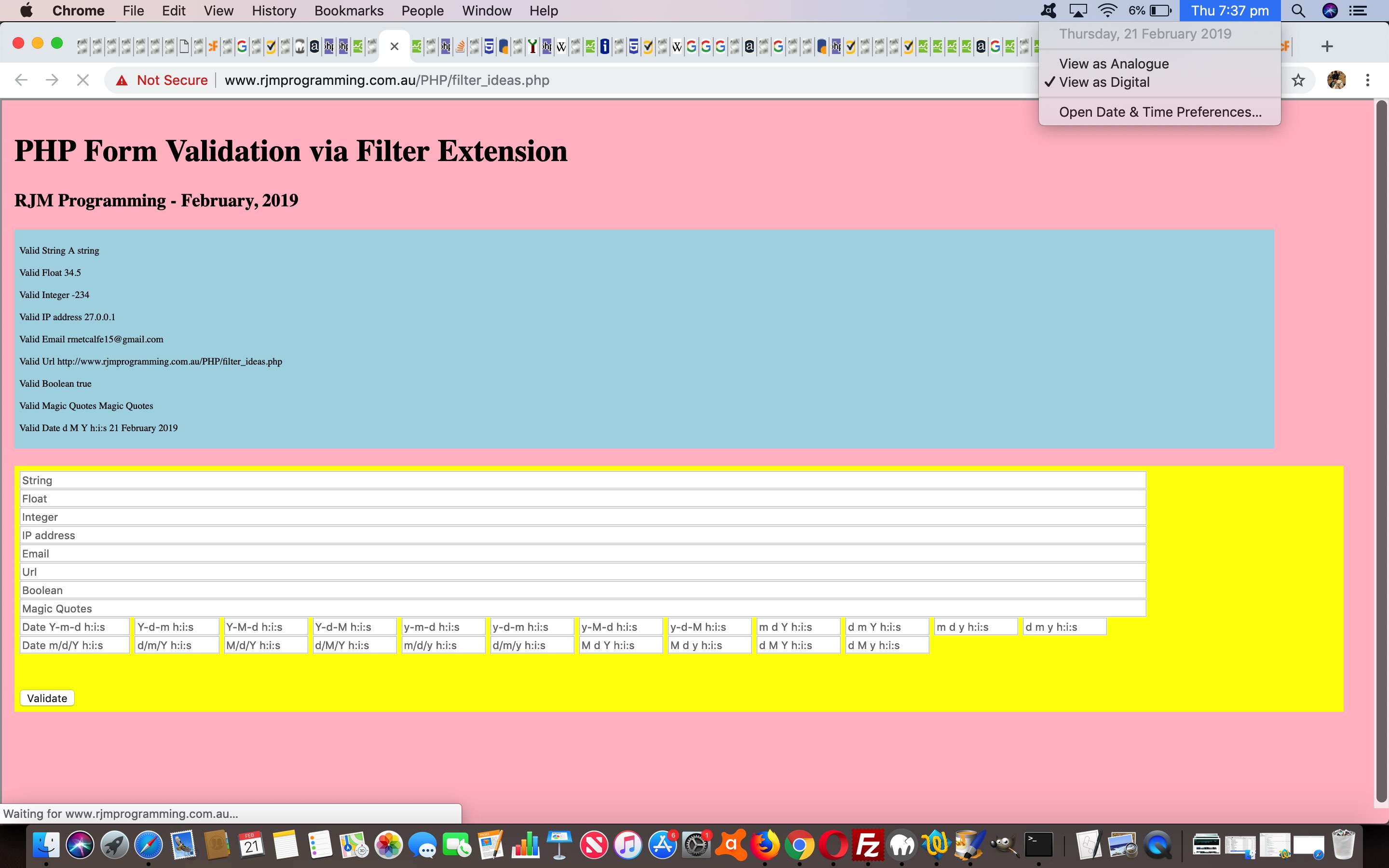 PHP Form Validation via Filter Regular Expression Tutorial Robert