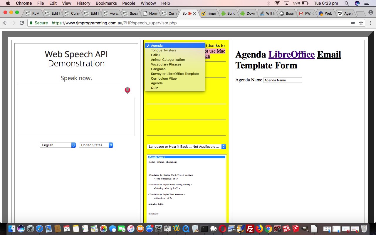 Agenda Speech to Text to Speech LibreOffice Wizard Tutorial Robert