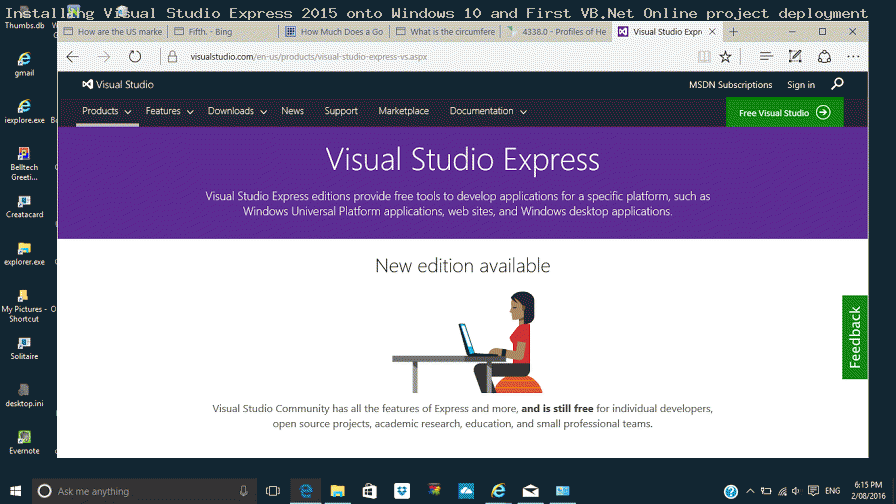 Visual Studio Express 2015 Install and Early Days Tutorial