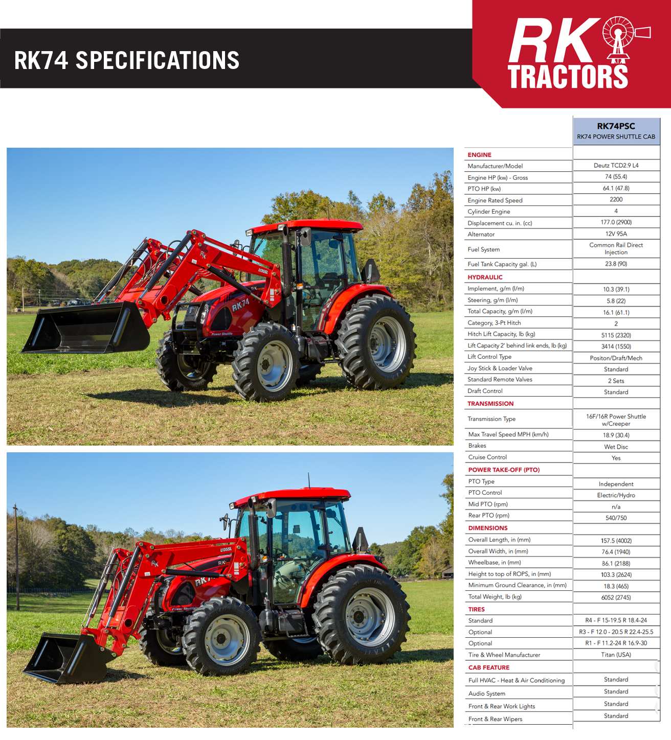 Tractors RK74 Series Tractor RK Tractors