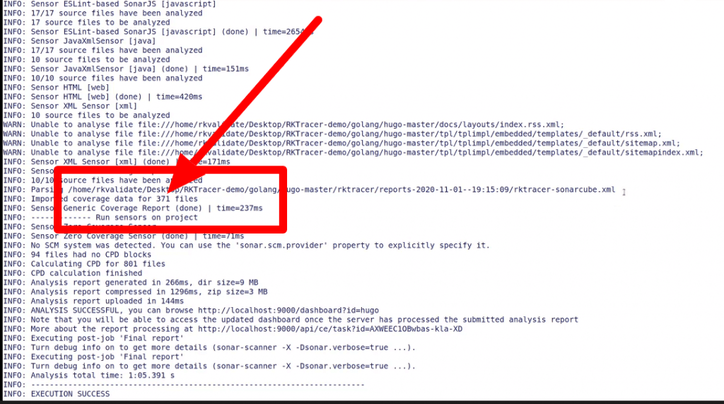 Publish coverage to Jenkins and SonarQube code coverage RKVALIDATE