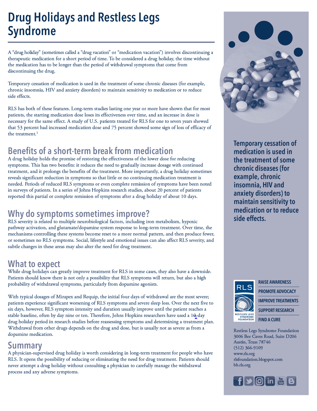 Medications Restless Legs Syndrome Foundation