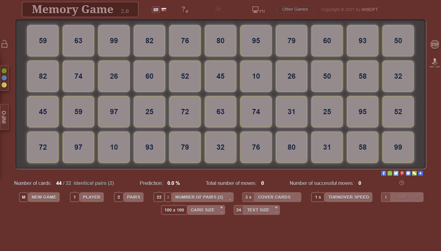 Memory Game (card game) online rmSOFT