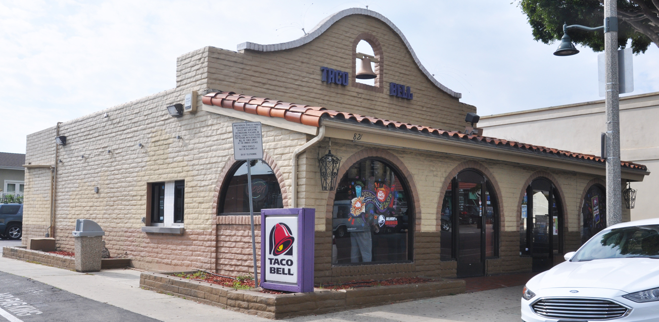 This Taco Bell still has the original bell at the top of the building