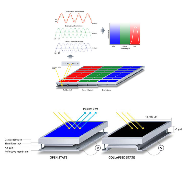Mirasol display for color ereaders inspired by butterflies