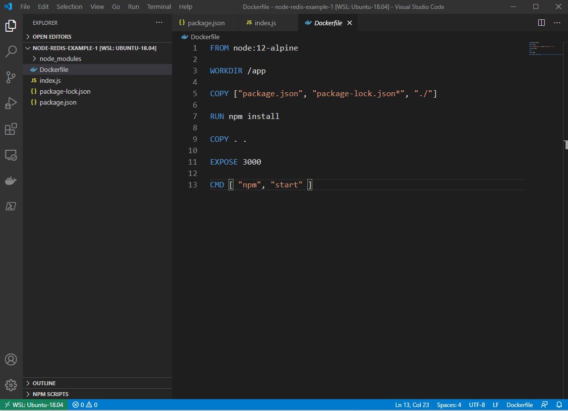 Dockerfile Cmd Npm Start