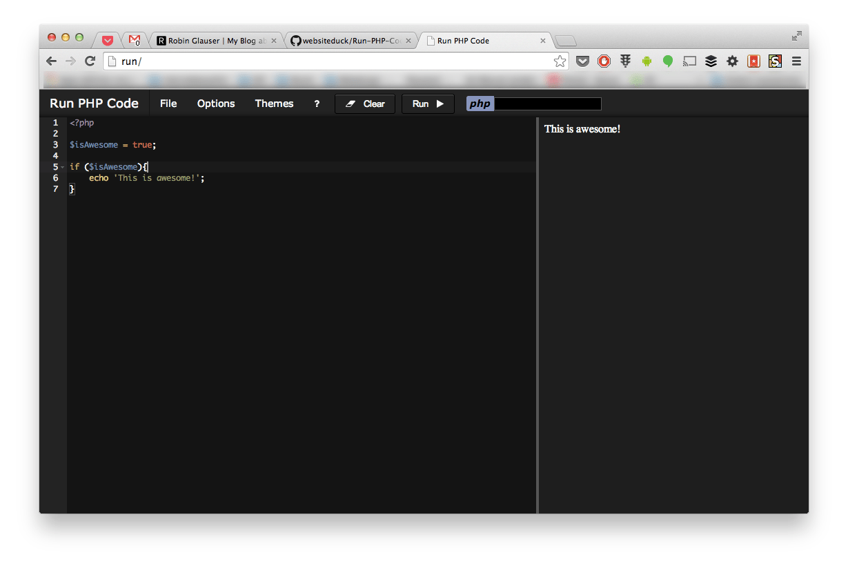 RunPHPCode Test your snippets Robin Glauser