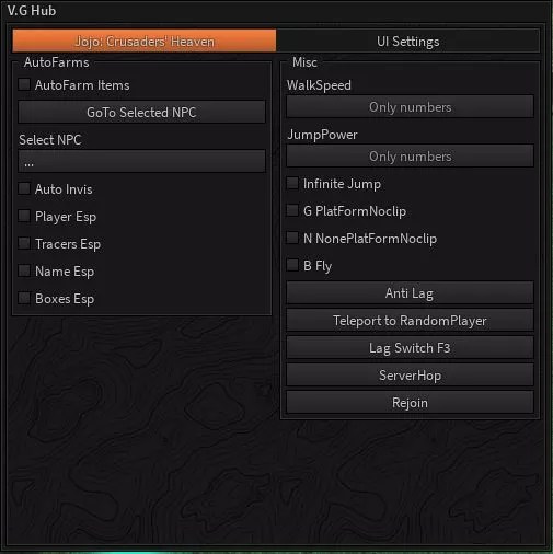 Jojo Crusaders' heaven script (AutoFarm items, teleports) RobloxScripter