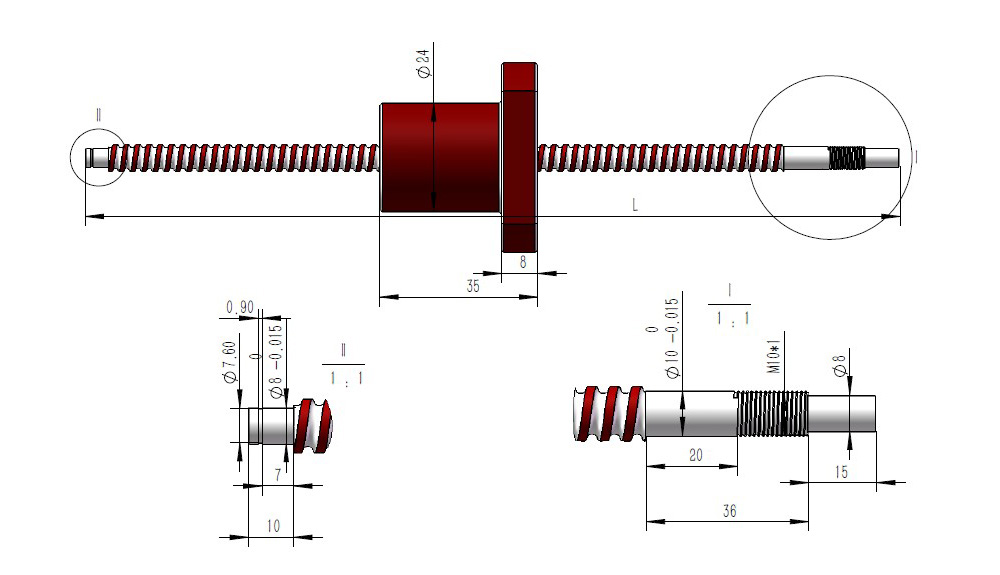 1204, 1605, 2005, 2010, 2505, 2510 Ball Screw Machining Service RobotDigg
