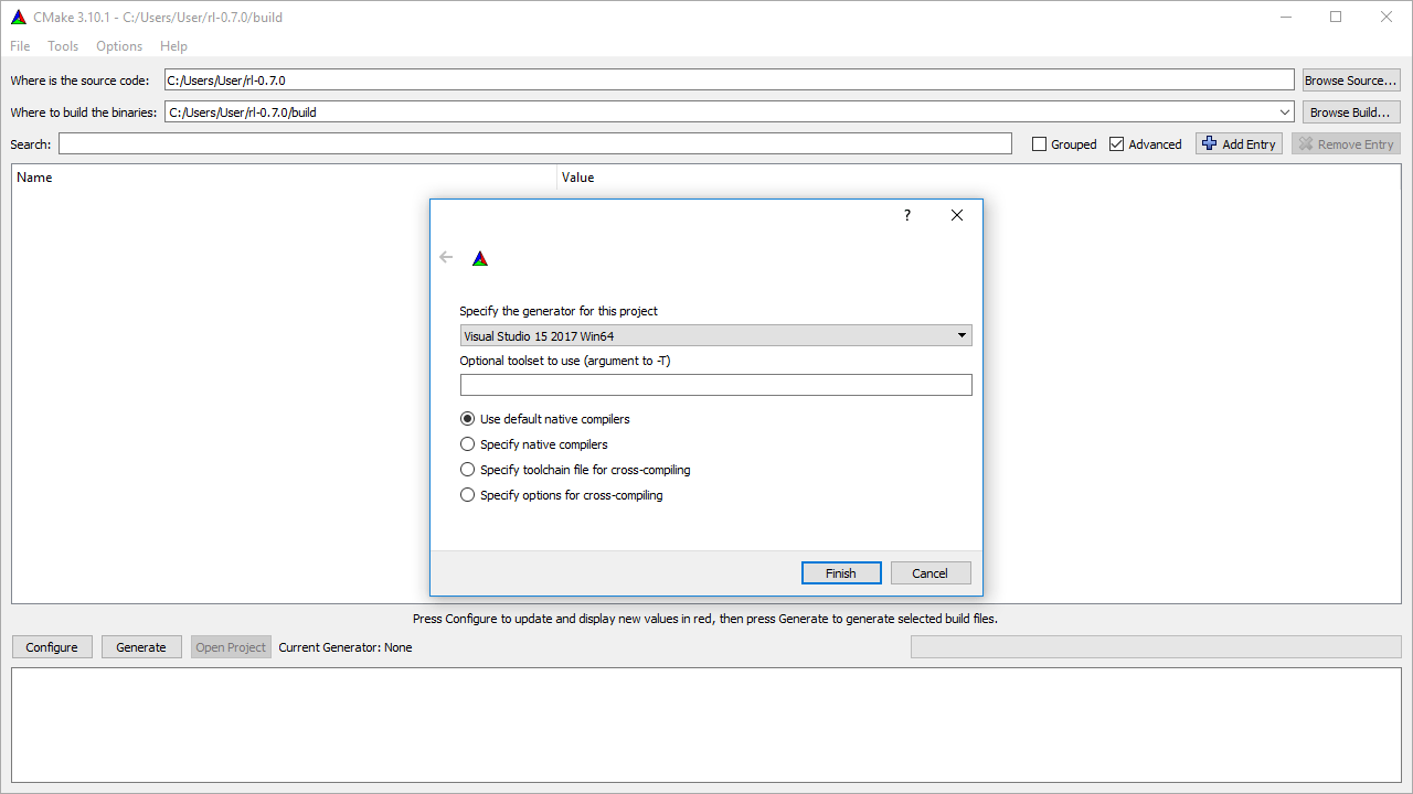Build RL on Windows Robotics Library