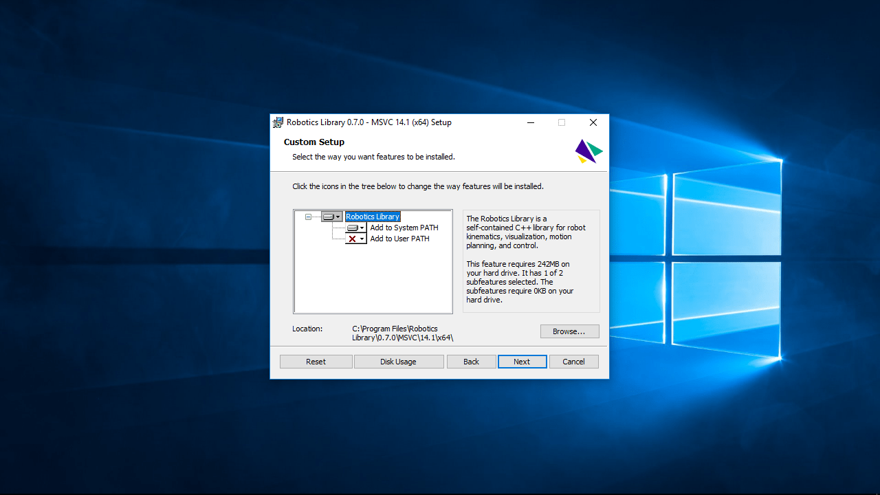 Install RL on Windows Robotics Library