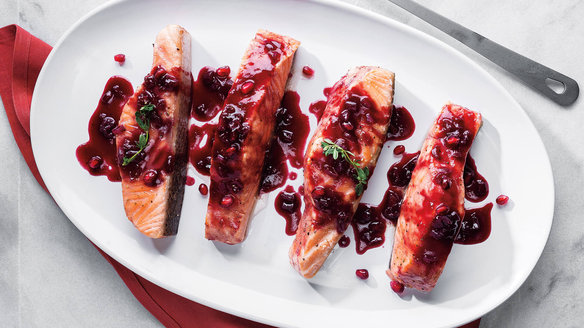 Pomegranate & Red Wine Roasted Salmon Roche Bros
