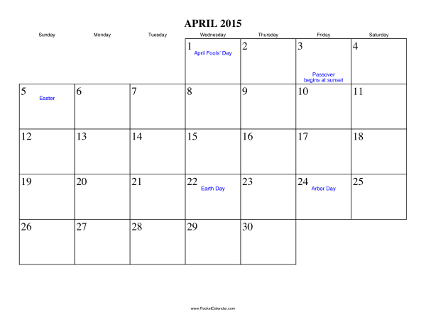 April 2015 Calendar