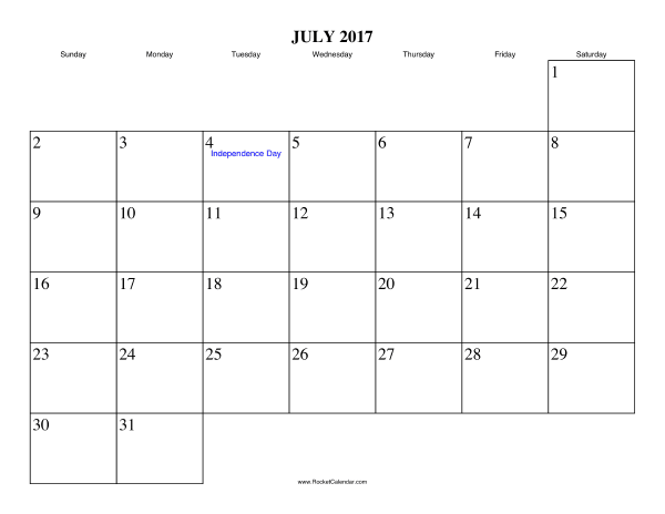 July 2017 Calendar