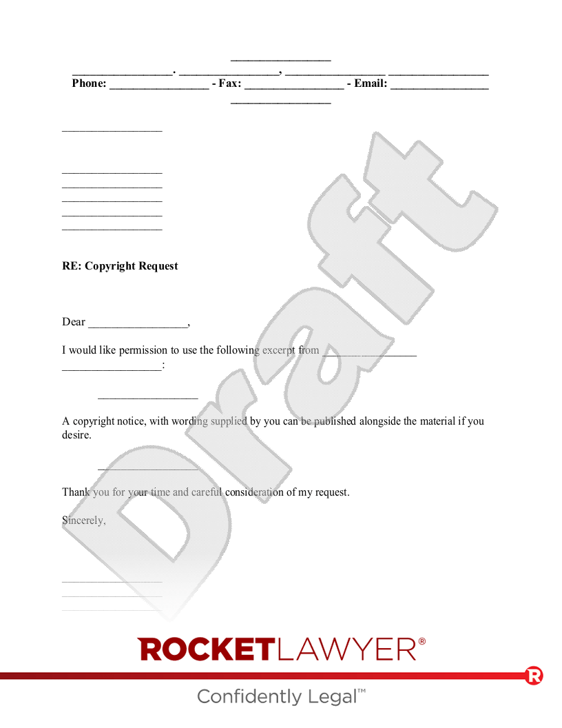 Free Copyright Request Template & FAQs Rocket Lawyer