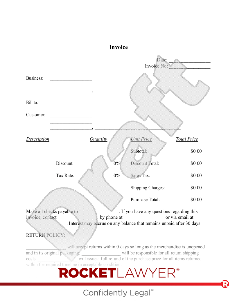 Free Invoice Make & Download Rocket Lawyer