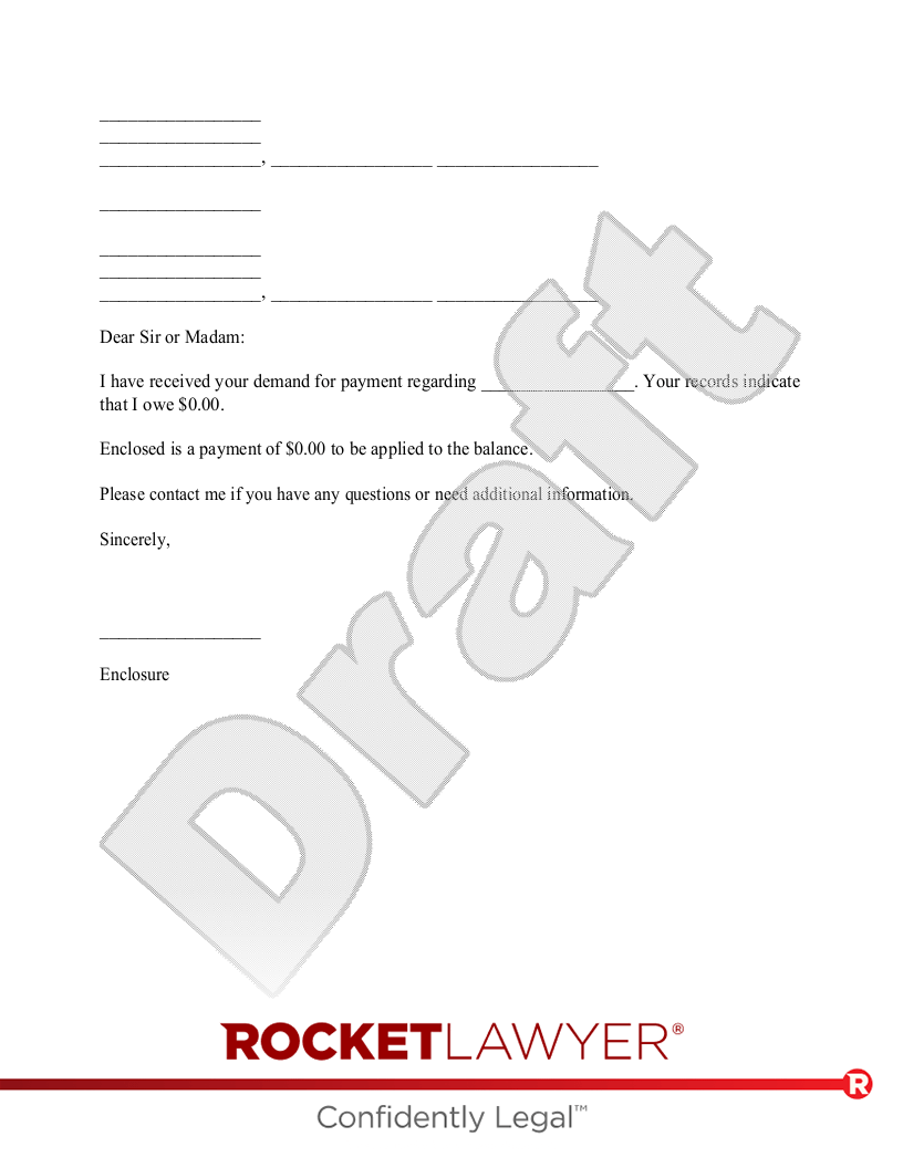 Free Response to Payment Request Rocket Lawyer