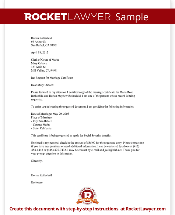 Marriage Certificate Request Letter (Template With Sample)