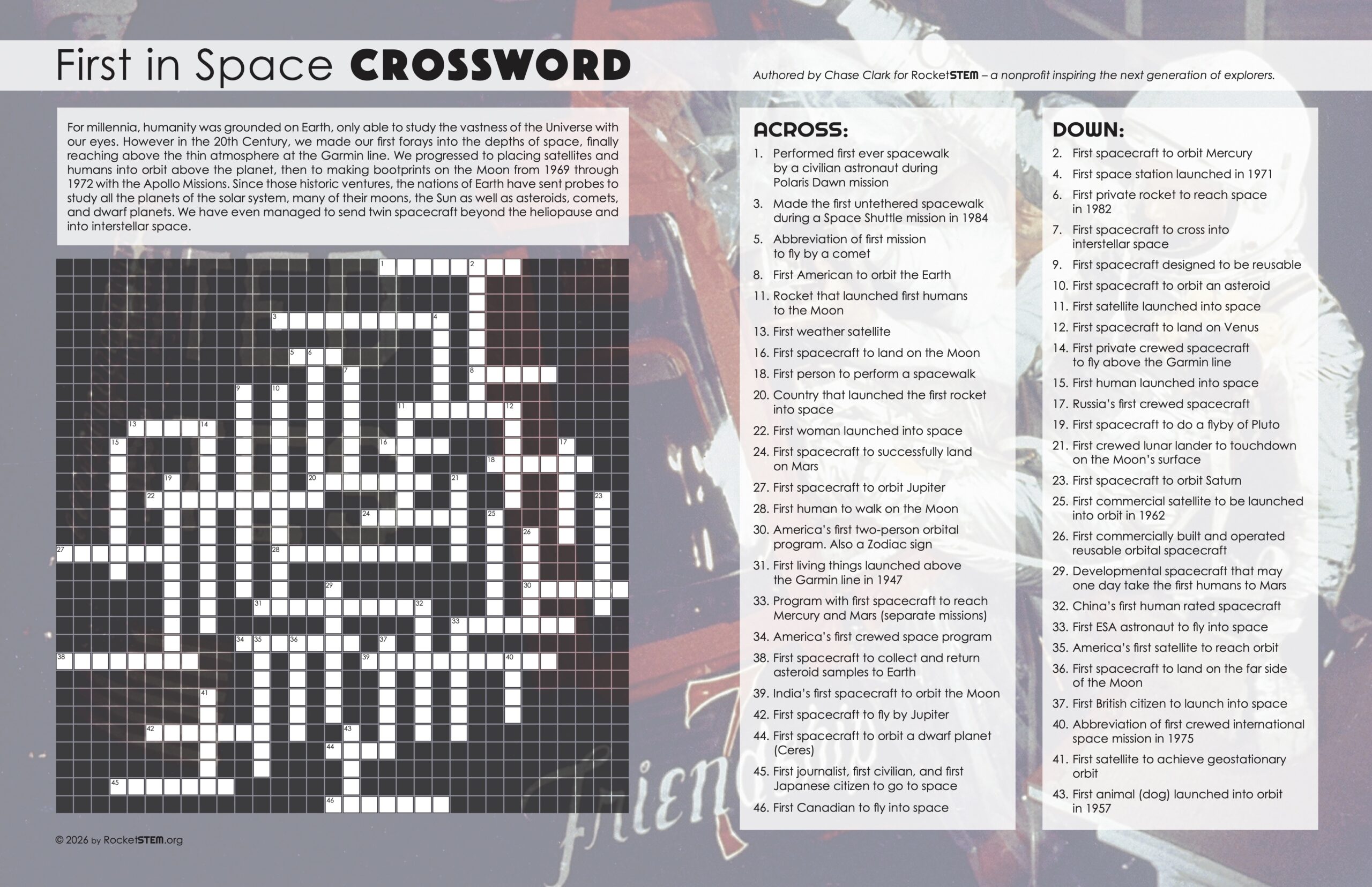 First in Space Crossword - RocketSTEM