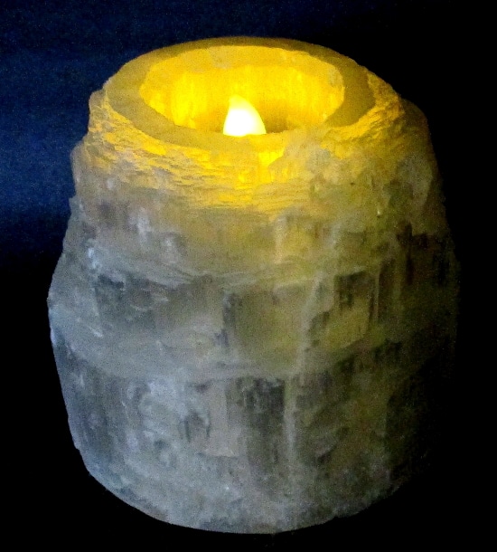 LT305 Selenite Candle Holder The Rock Shed