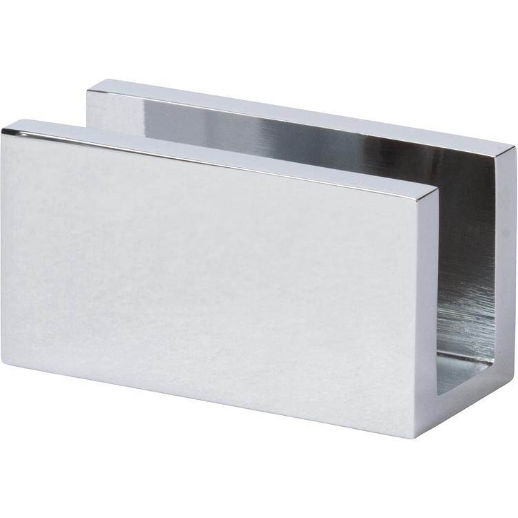 SNC6CP Rockwell Solid Brass Notchless Square U Glass Shower Door Clamp