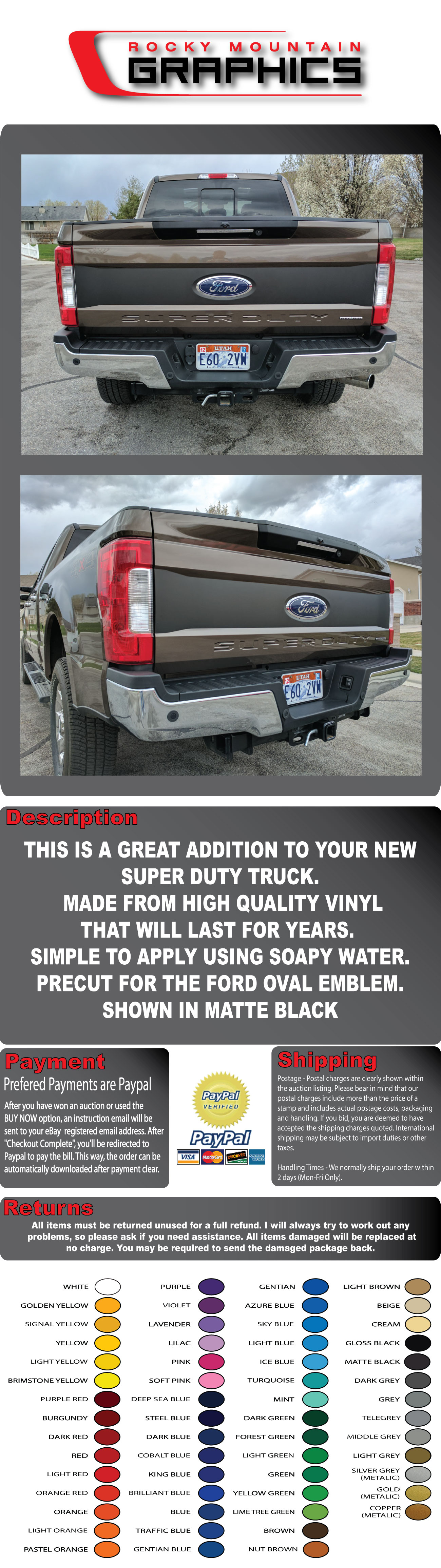 NEW 2017 FORD SUPER DUTY TAILGATE BLACKOUT DECAL VINYL GRAPHICS F250 F