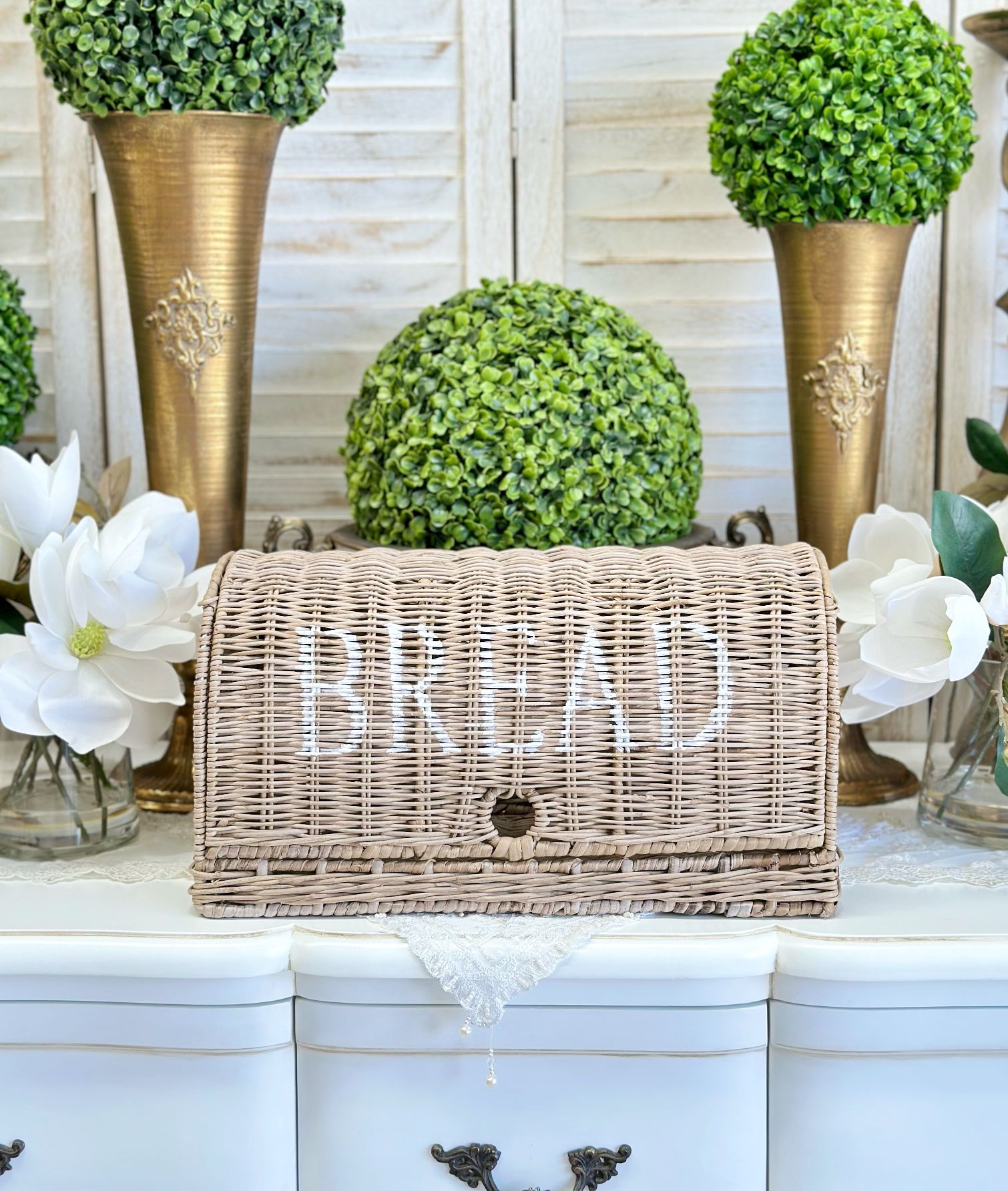 Rustic Rattan Bread Box Rococo Decor