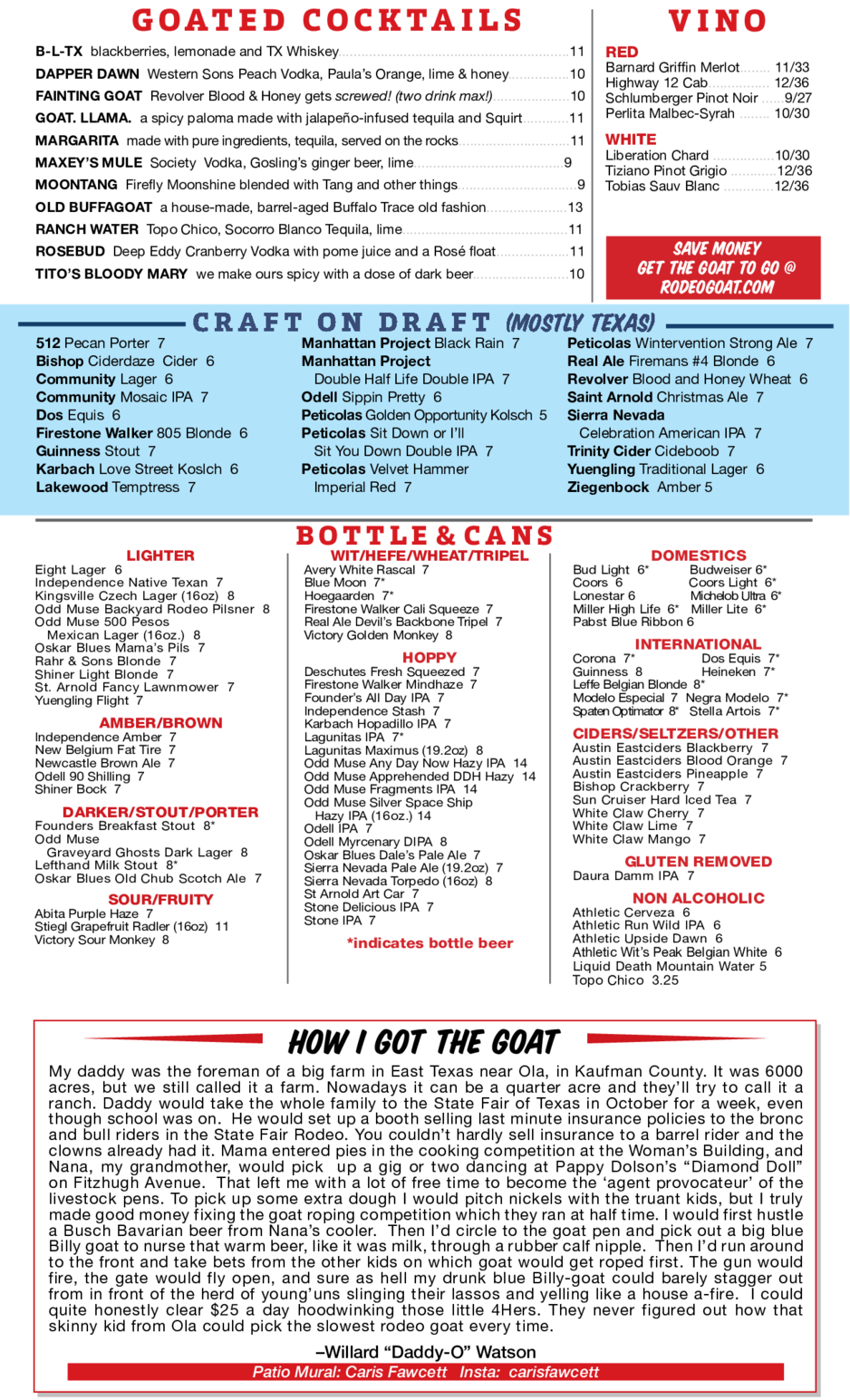 Rodeo Goat Dallas Menu