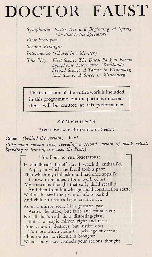 DOCTOR FAUST TRANSLATED IN ENGLISH BY EDWARD DENT INTRODUCTION BY E